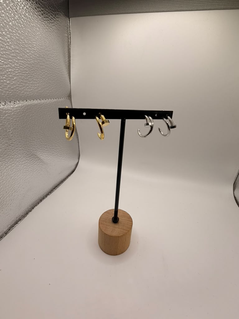 gold Nail small hoop Earrings