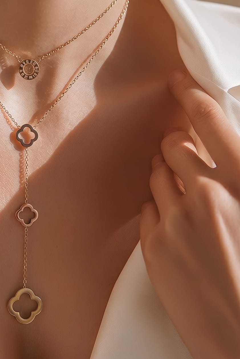 Golden Clover Drop Necklace