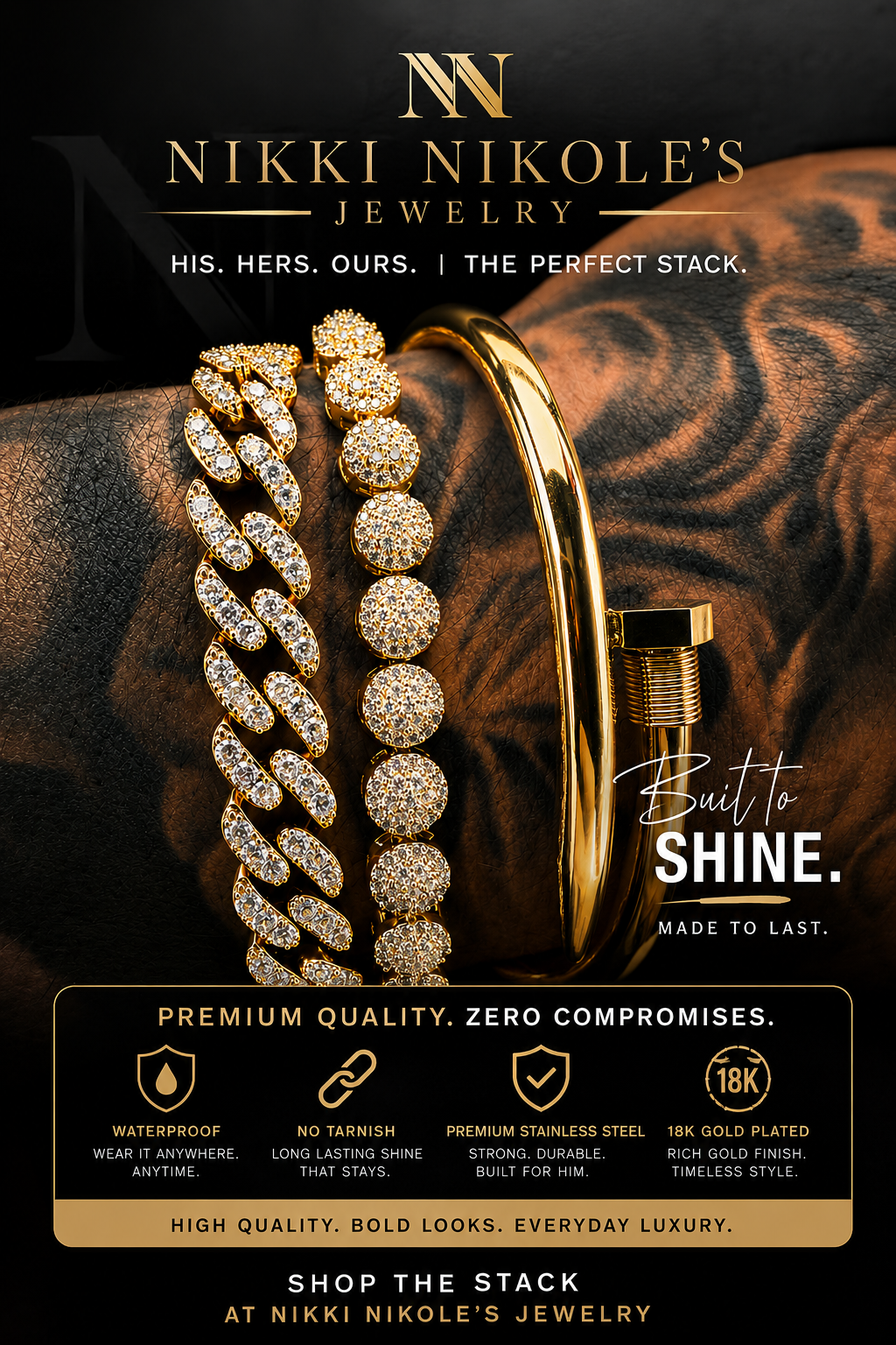 Men's Gold Stack – Cuban Link, Ball Chain & Bangle