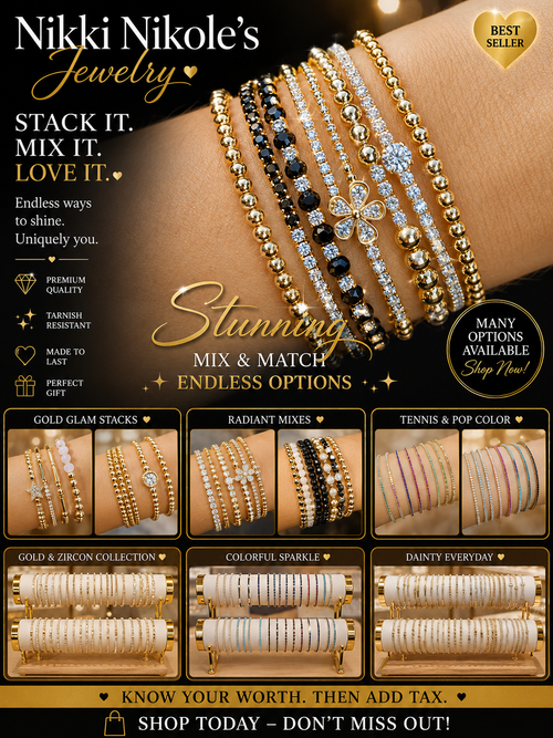 Gold Glam Bracelet Stack – Set of 3